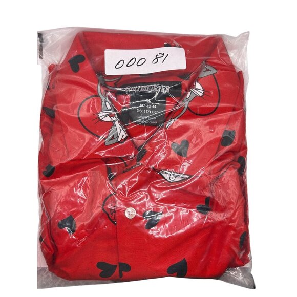 Shymeister Red Bugs Bunny Heart Print Button-Up Shirt XL - Picture 1 of 4